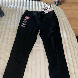 Enjean size 5, ankle skinny, high-rise destroyed jeans